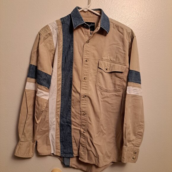 Wrangler Other - Vtg Wrangler Western long-sleeve Pearl-Snap Denim Shirt in Colorblock Pattern